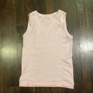 athleta pink ribbed tank top